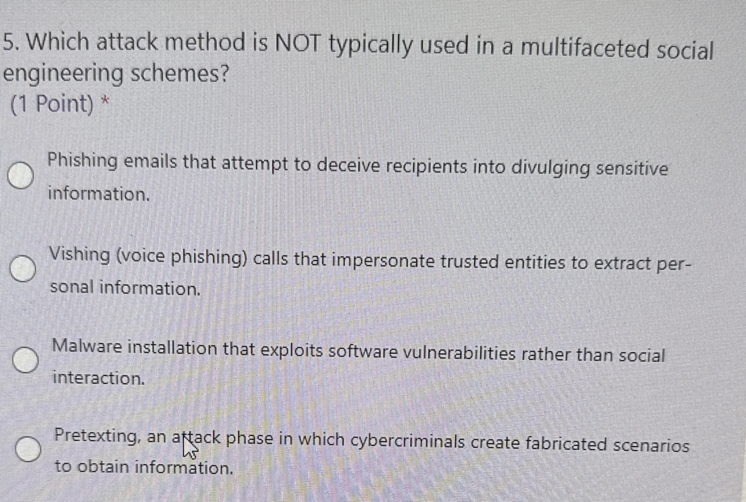 Which attack method is NOT typically used in a