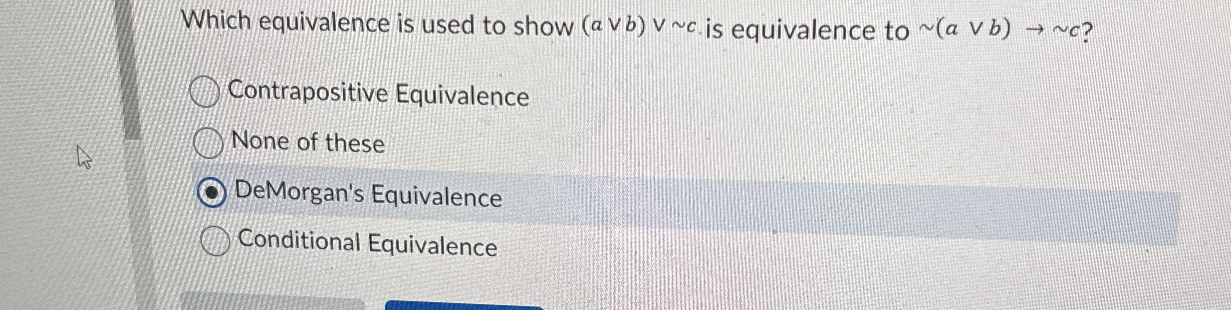 Which equivalence is used to show ( a v v b ) v v