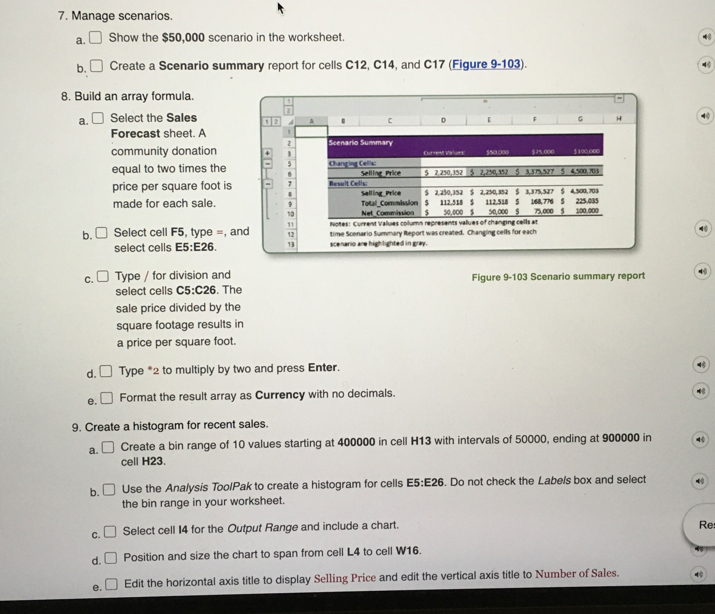 Manage scenarios. a . Show the $ 5 0 , 0 0 0