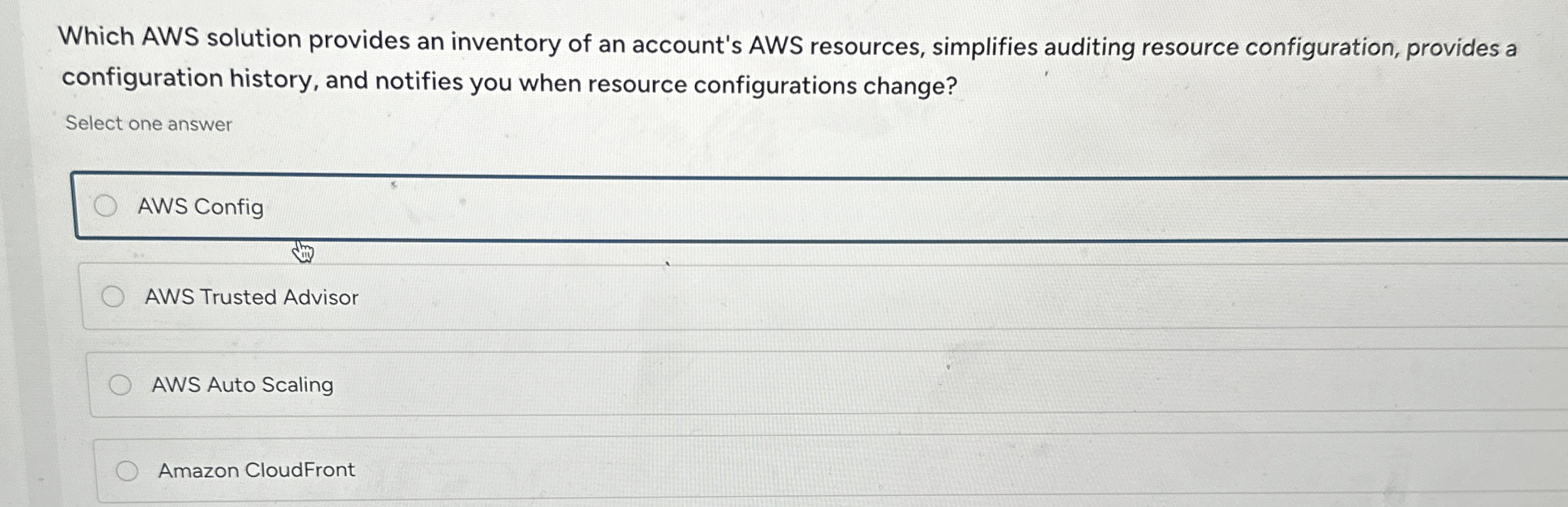 Which AWS solution provides an inventory of an