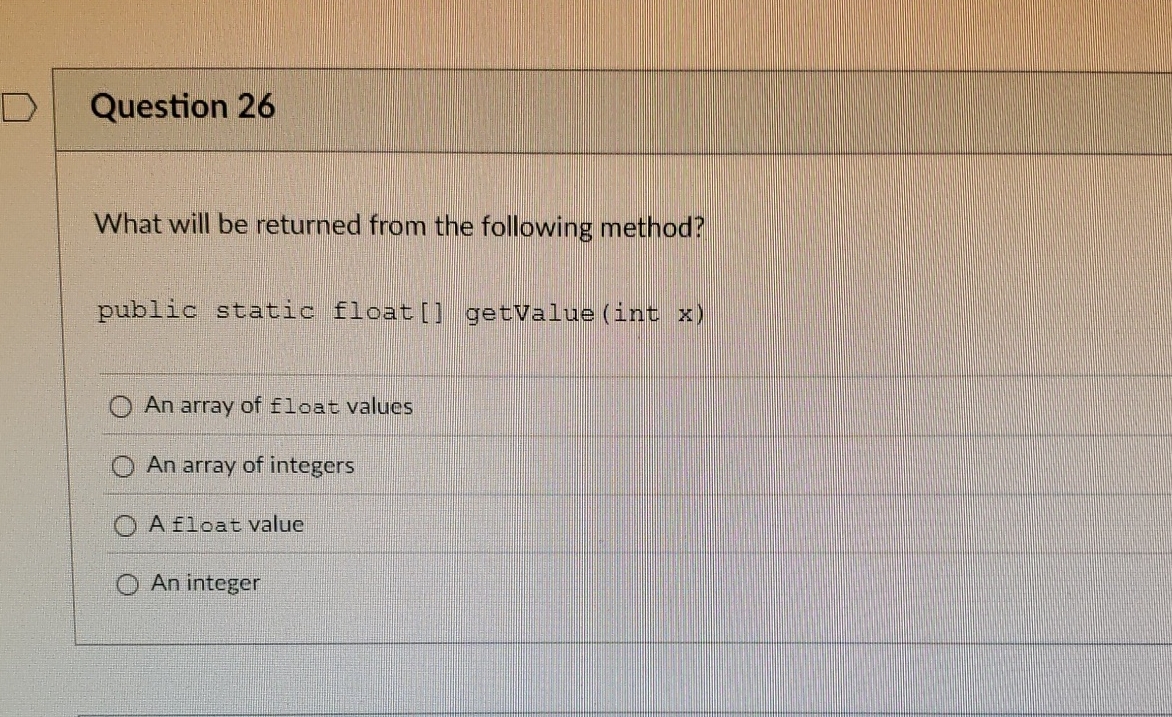 Question 2 6 What will be returned from the