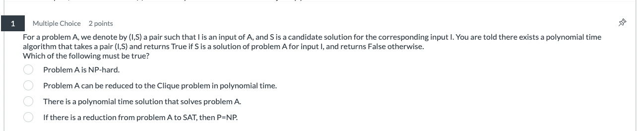 For a problem A , we denote by \ ( ( I , S ) \ )