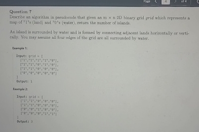 Fags 4 ar 4 Question 7 Describe an alzotithm in