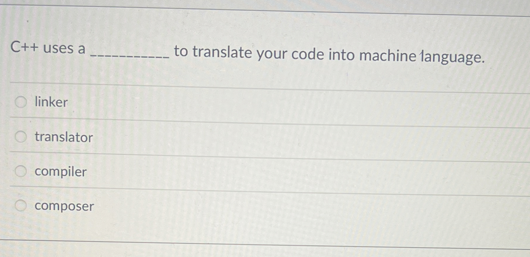 C + + uses a q , to translate your code into