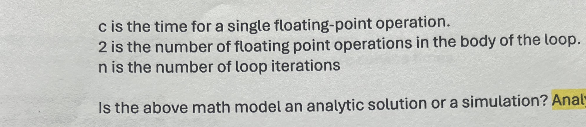 c is the time for a single floating - point