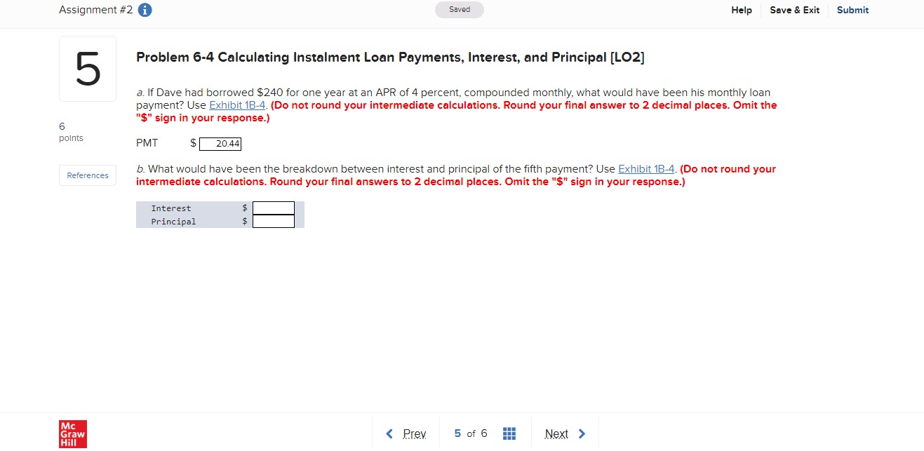 Assignment #2 1 Saved Help Save & Exit Submit 5