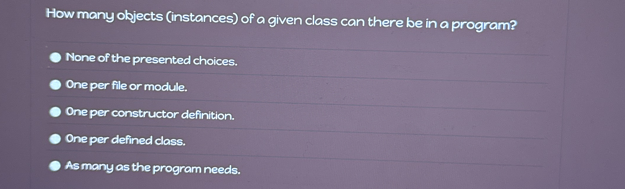 How many objects ( instances ) of a given class