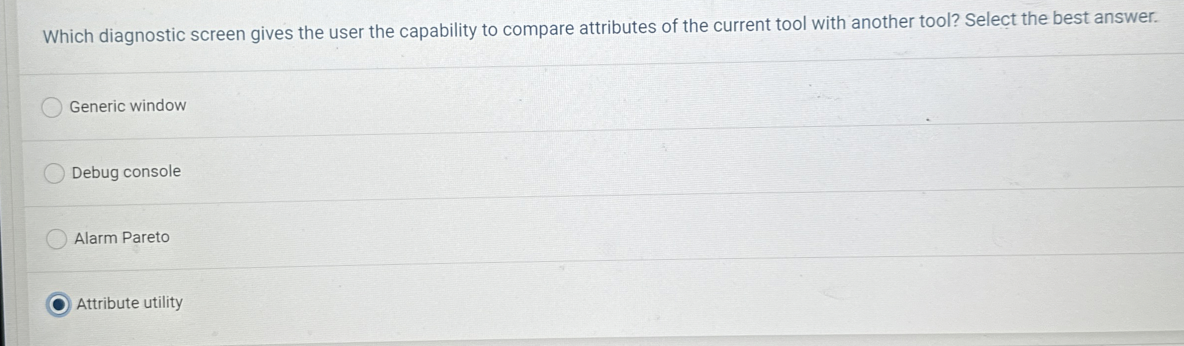 Which diagnostic screen gives the user the
