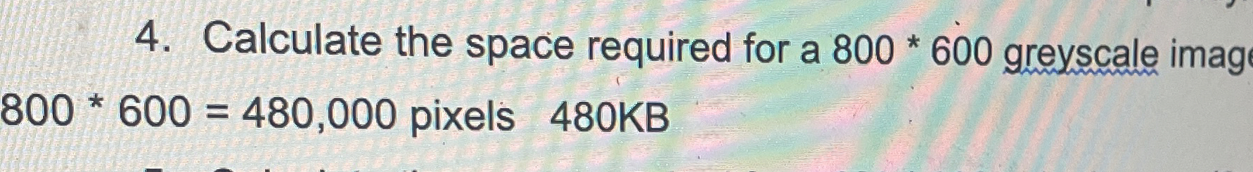 Calculate the space required for a 8 0 0 * 6 0 0