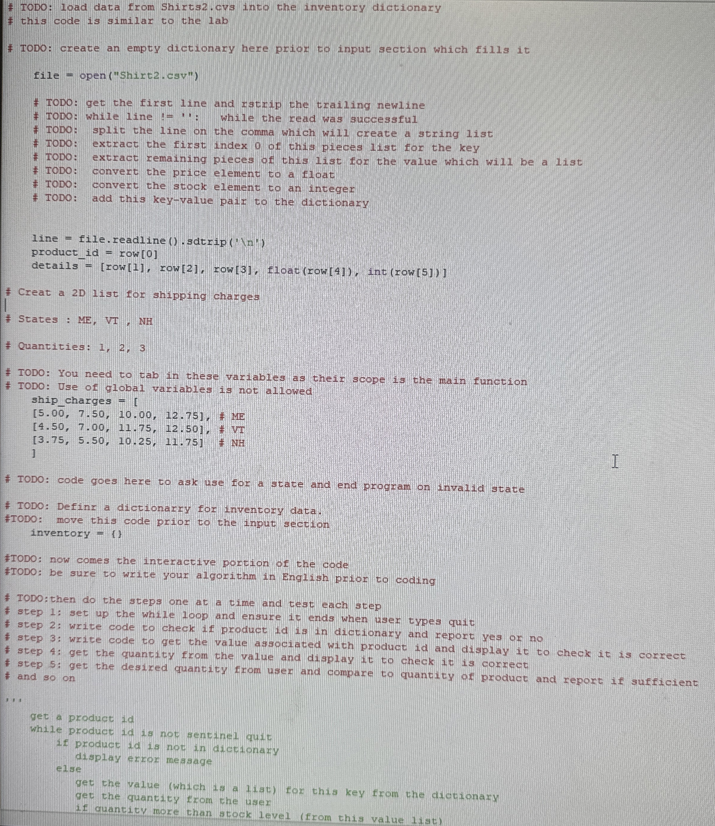 This assignment will practice using a two