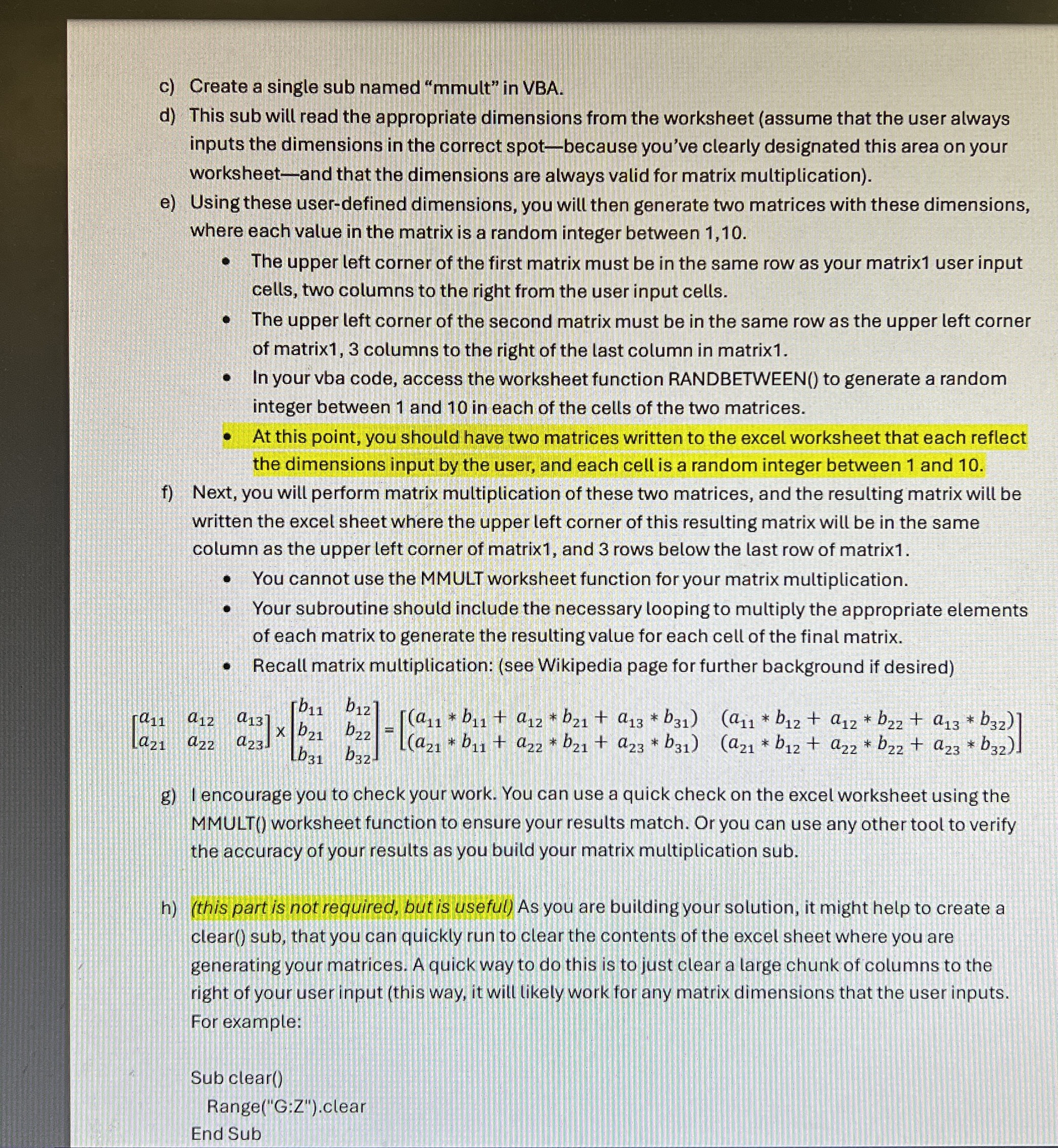 For this assignment, you will create a macro -