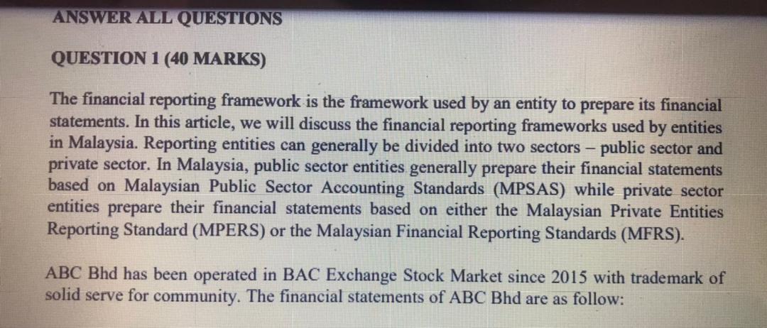 ANSWER ALL QUESTIONS QUESTION 1 (40 MARKS) The