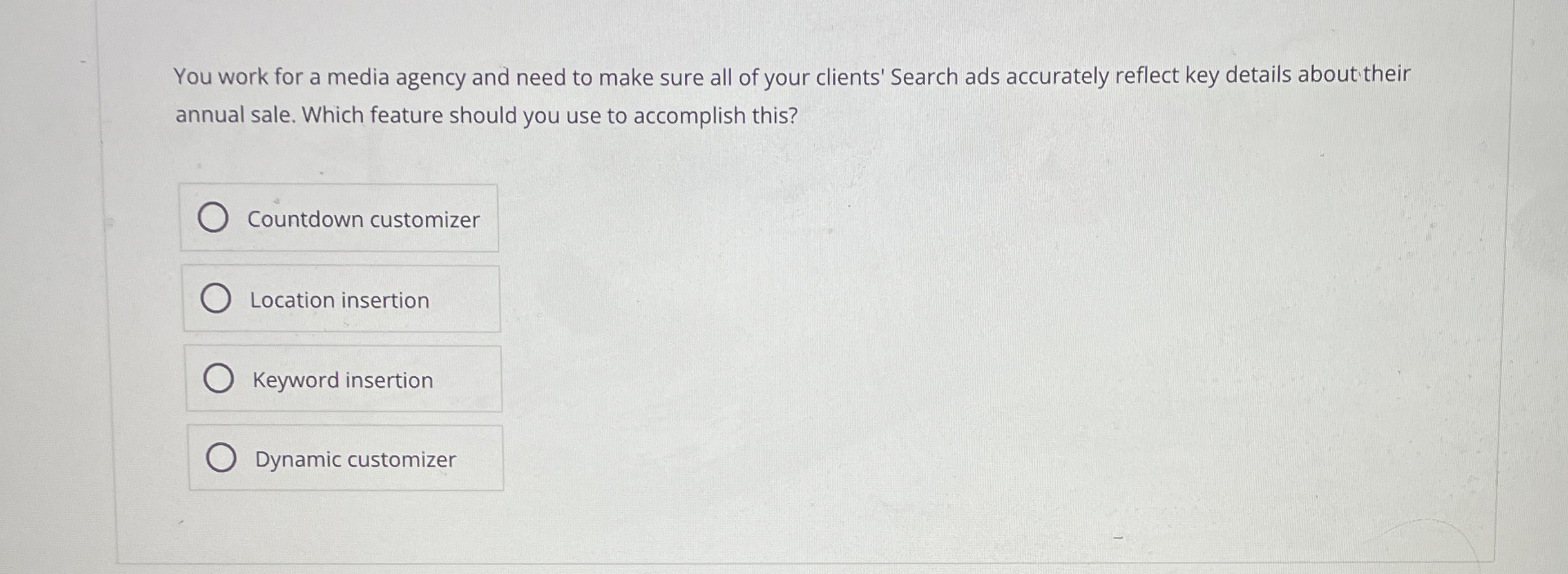 You work for a media agency and need to make sure