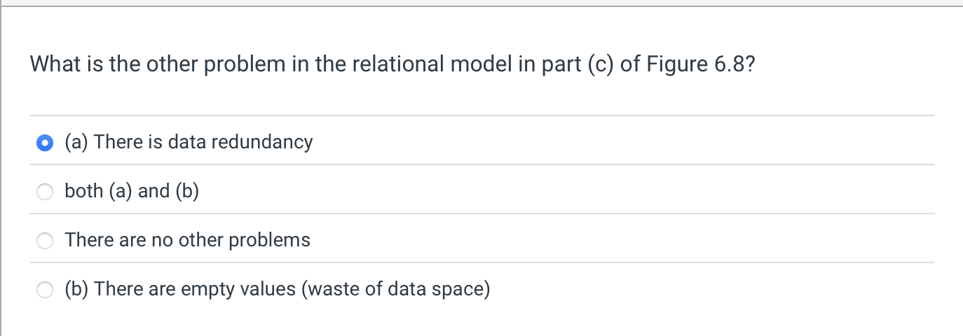 a ) What is the other problem in the relational