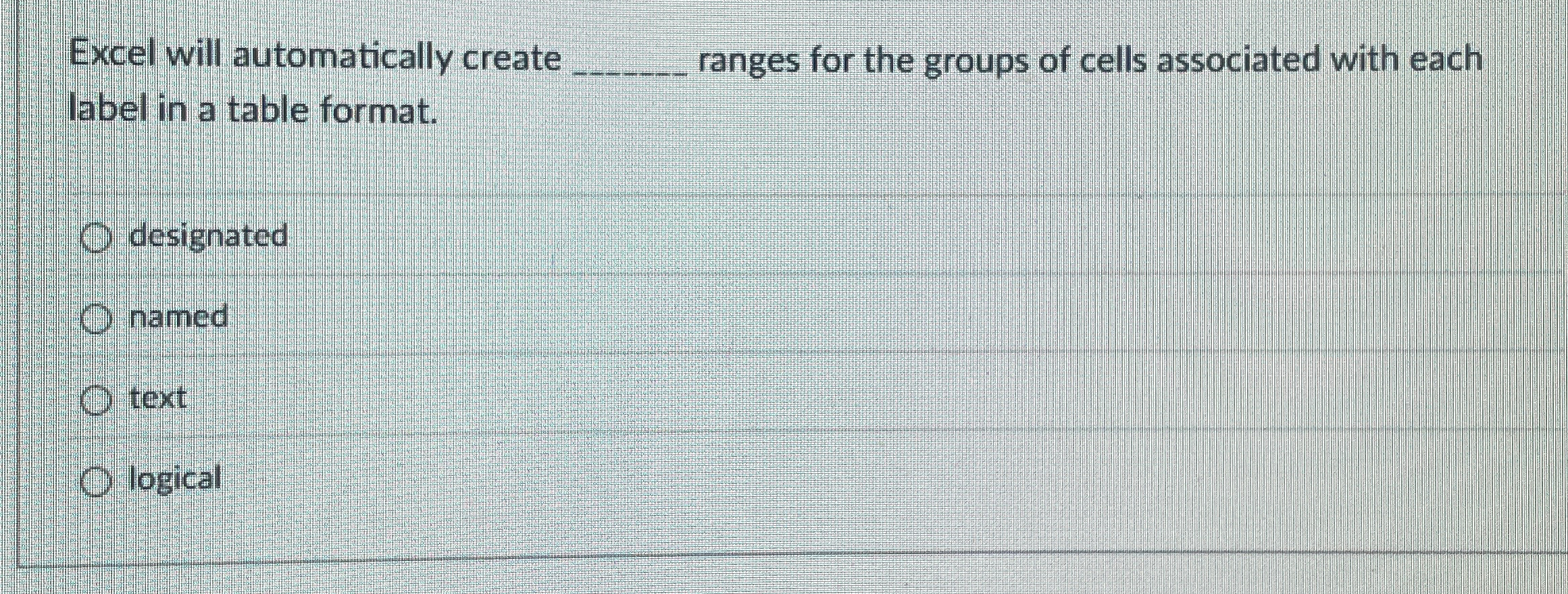 Excel will automatically create ranges for the