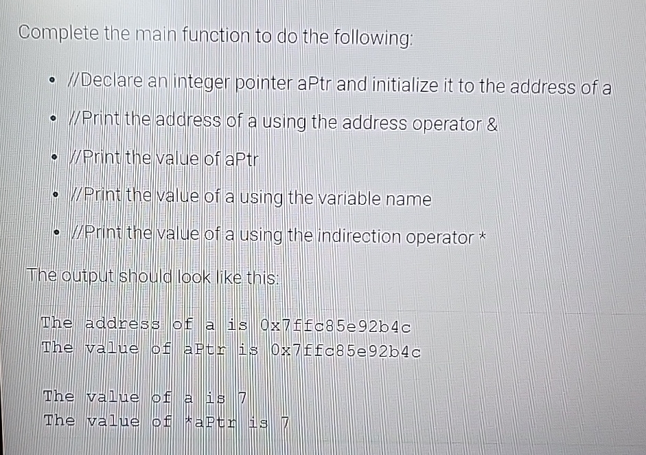 Complete the main function to do the following: /