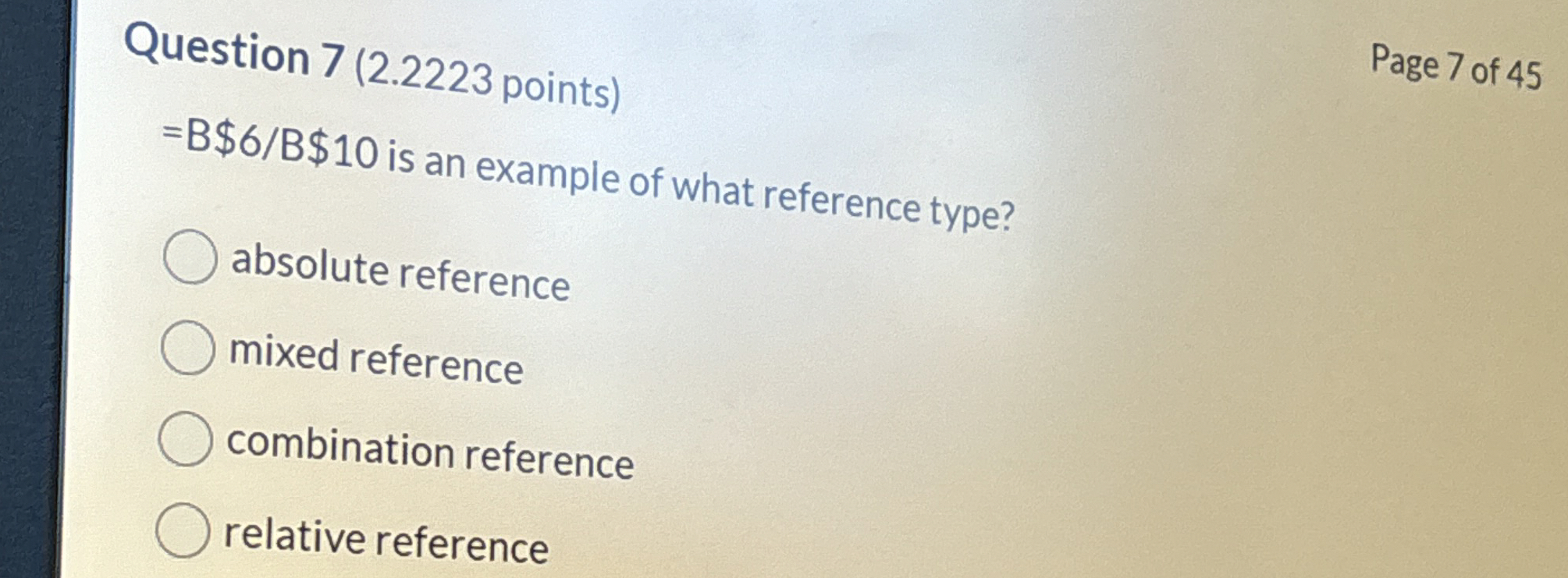 Question 7 ( 2 . 2 2 2 3 points ) = B $ 6 B $ 1 0