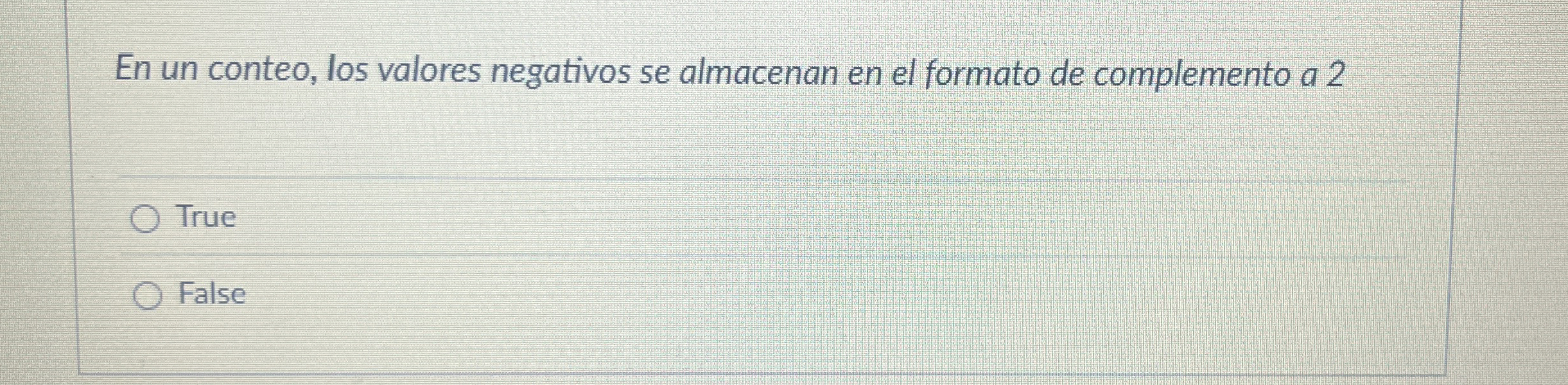En un conteo, los valores negativos se almacenan
