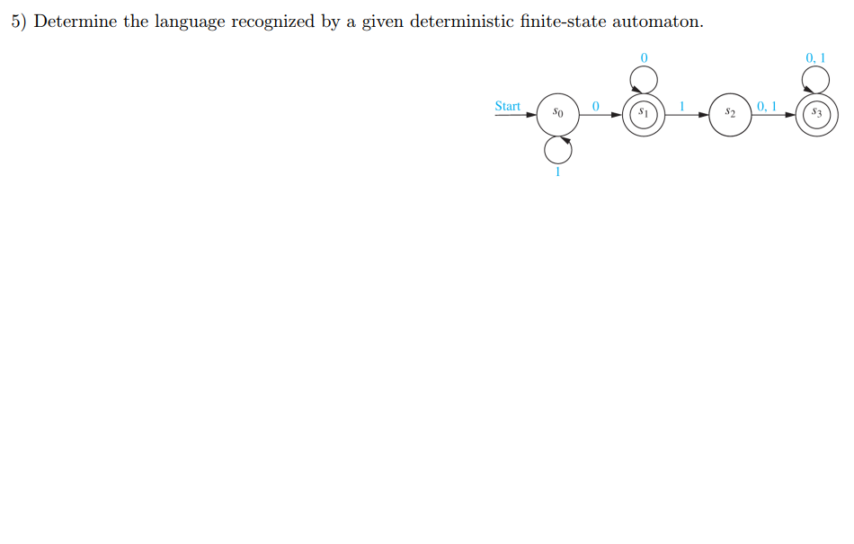 5 ) Determine the language recognized by a given