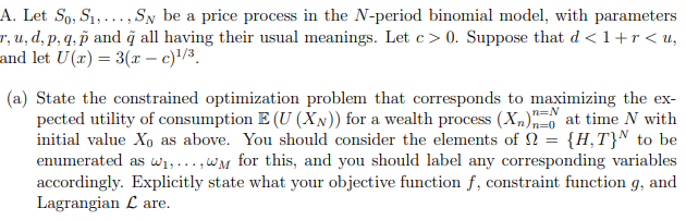 A. Let 343,51, . . . , SN be a price process in