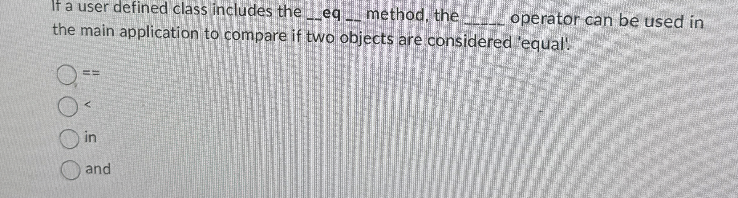 If a user defined class includes the q , eq q ,
