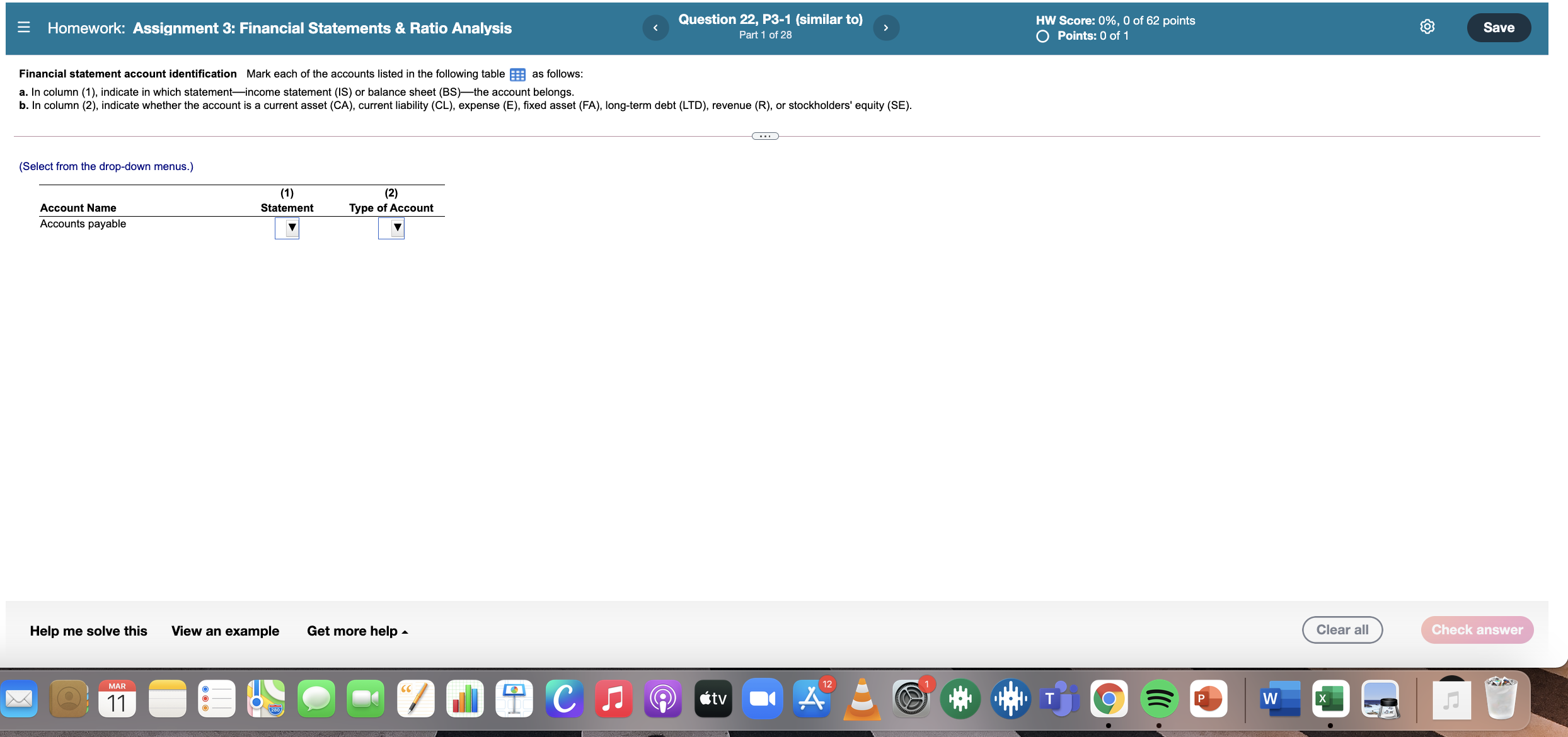 Homework: Assignment 3: Financial Statements &