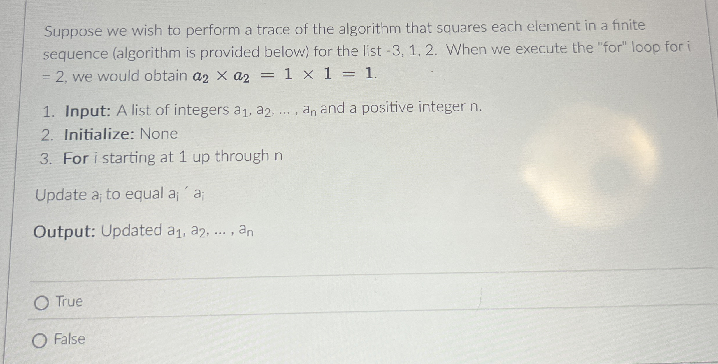 Suppose we wish to perform a trace of the