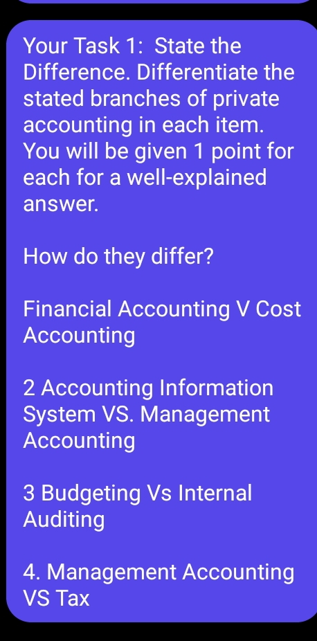 help please Your Task 1: State the Difference.