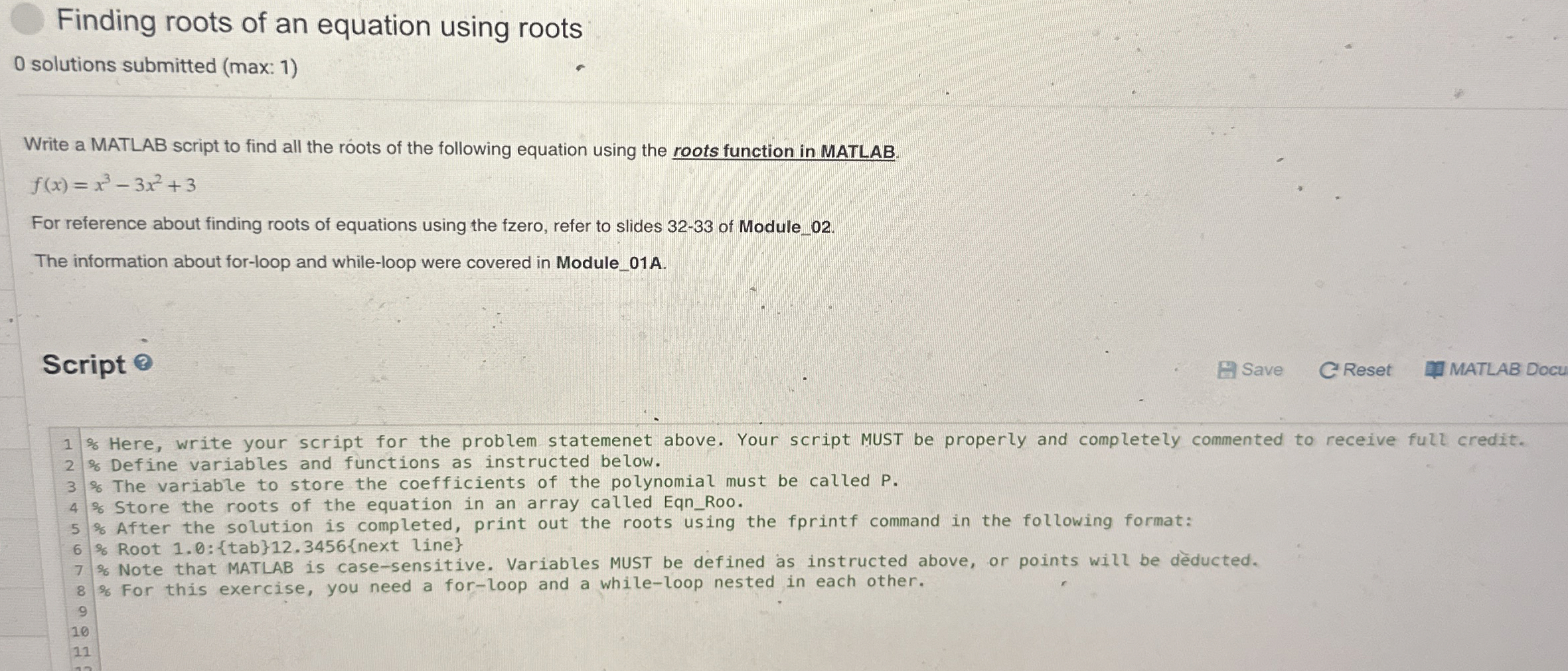 Finding roots of an equation using roots 0