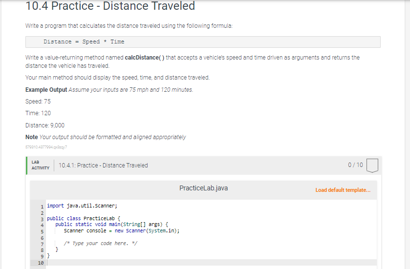 1 0 . 4 Practice - Distance Traveled Write a