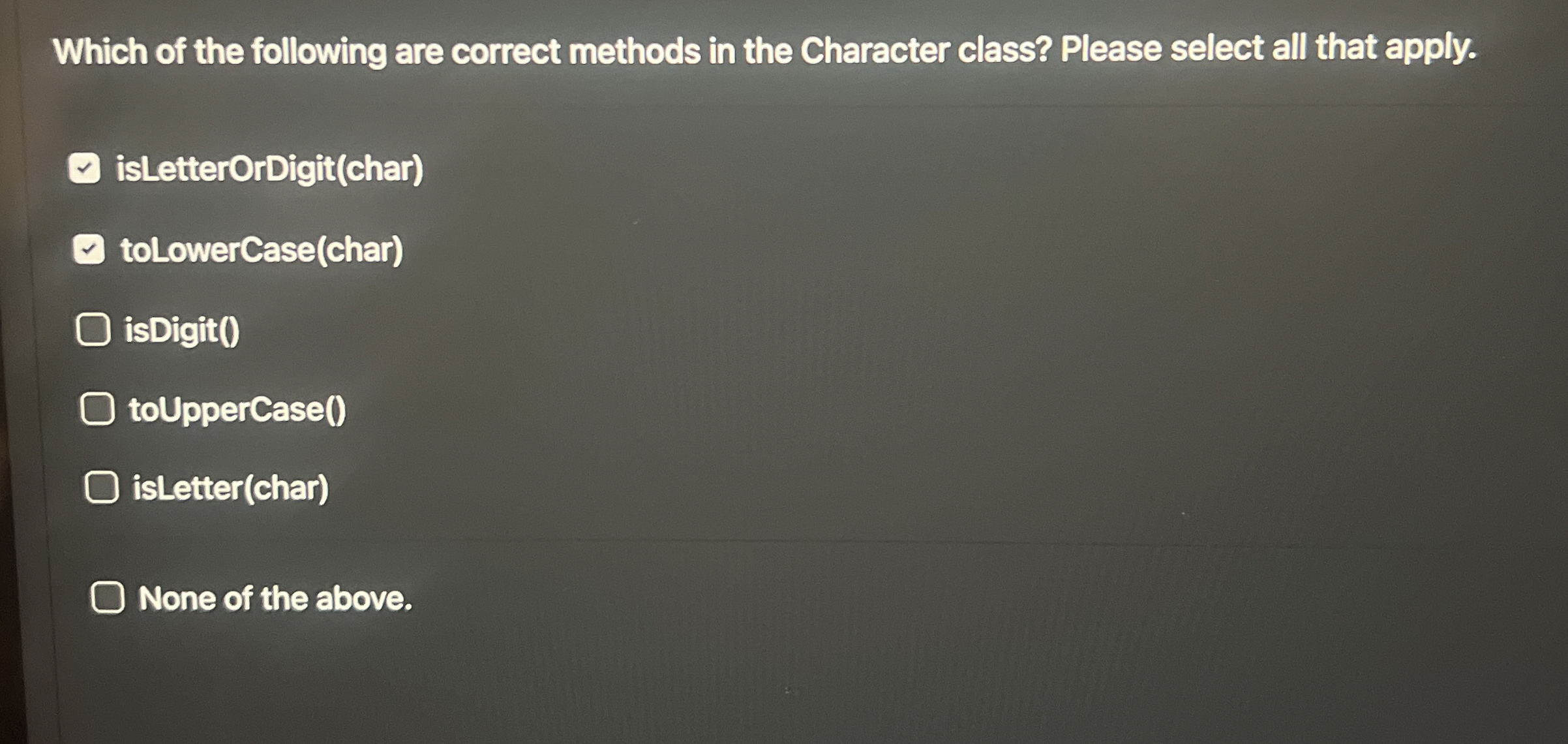 Which of the following are correct methods in the