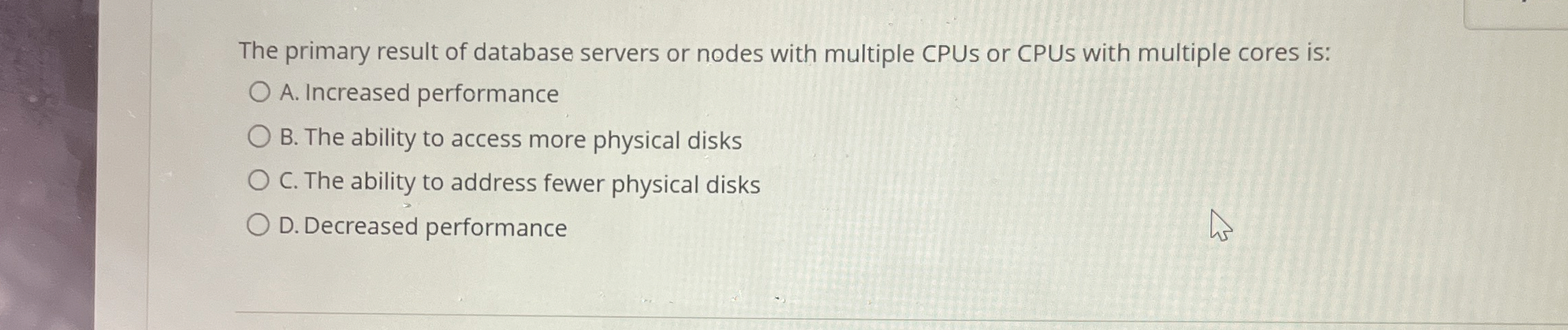 The primary result of database servers or nodes
