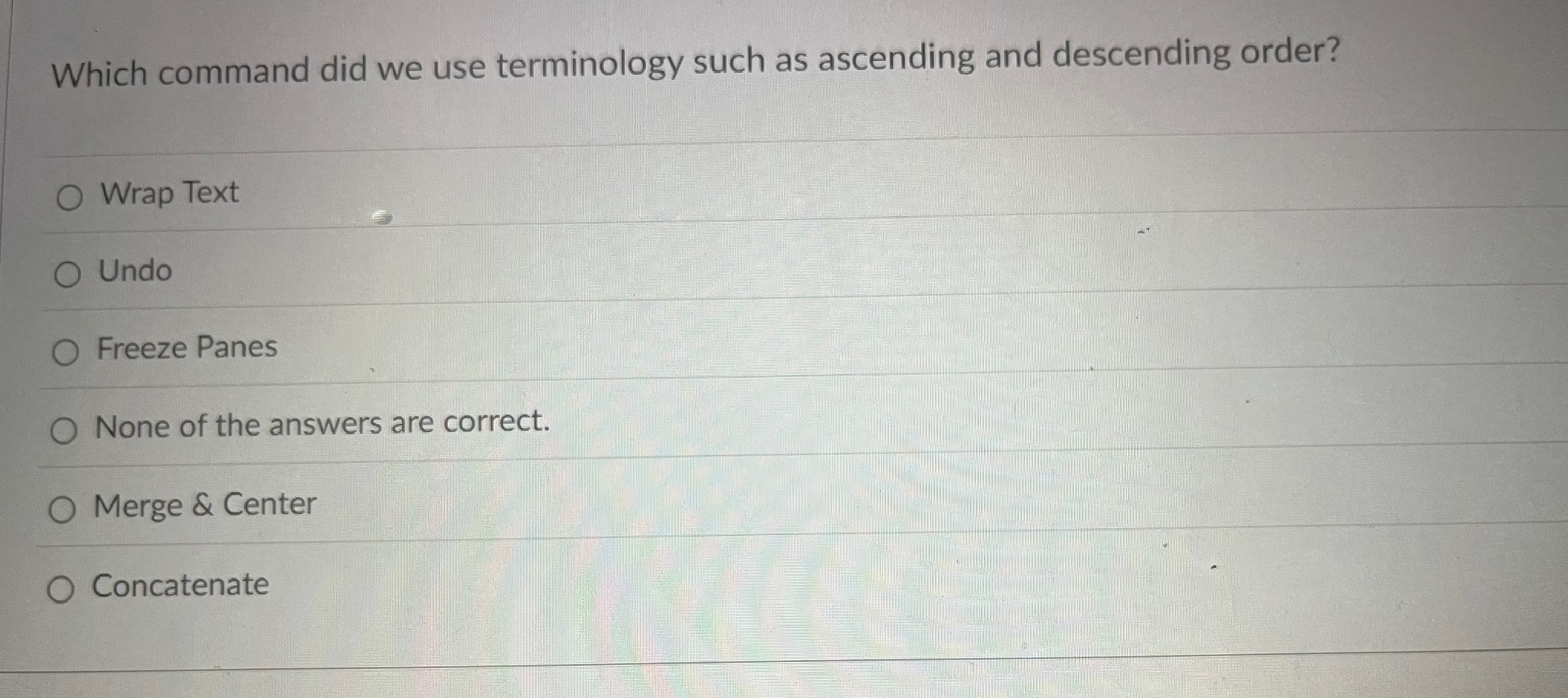 Which command did we use terminology such as