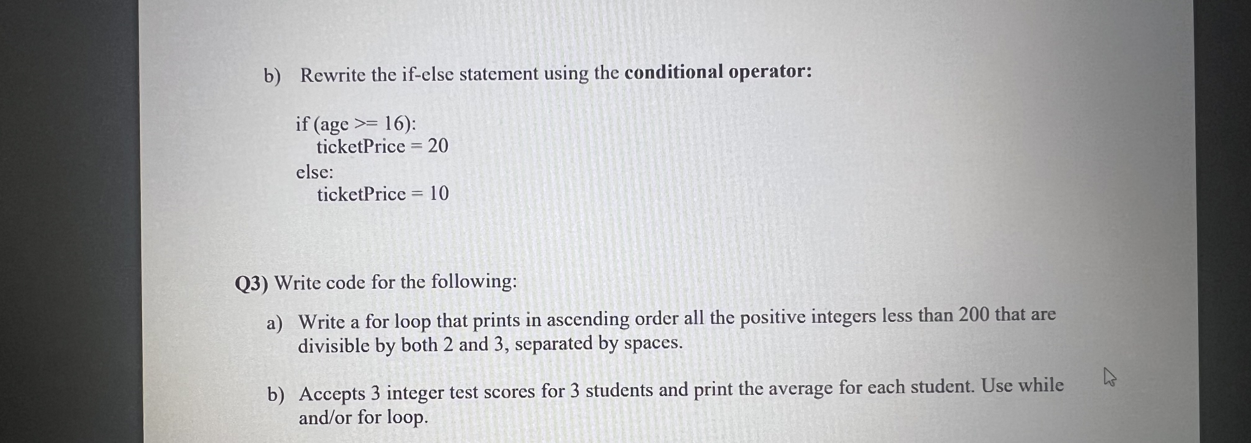 What does this mean b ) Rewrite the if - else