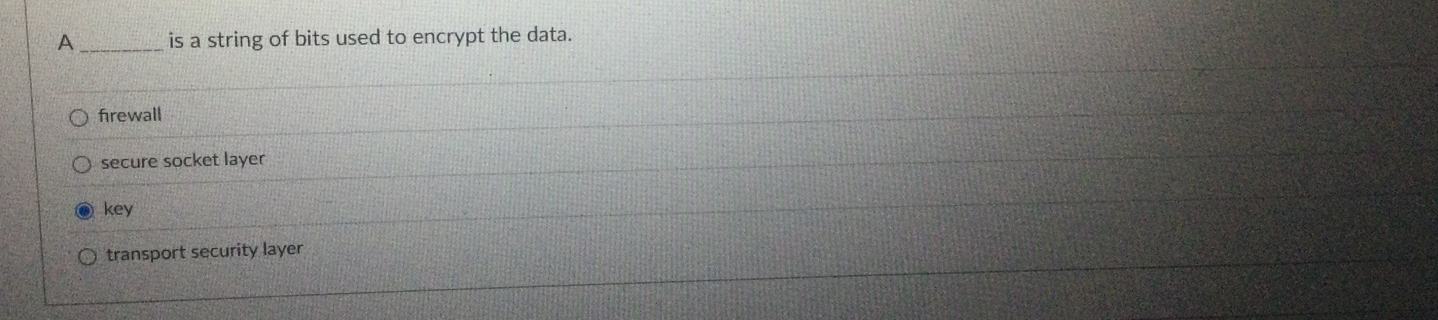 A is a string of bits used to encrypt the data.