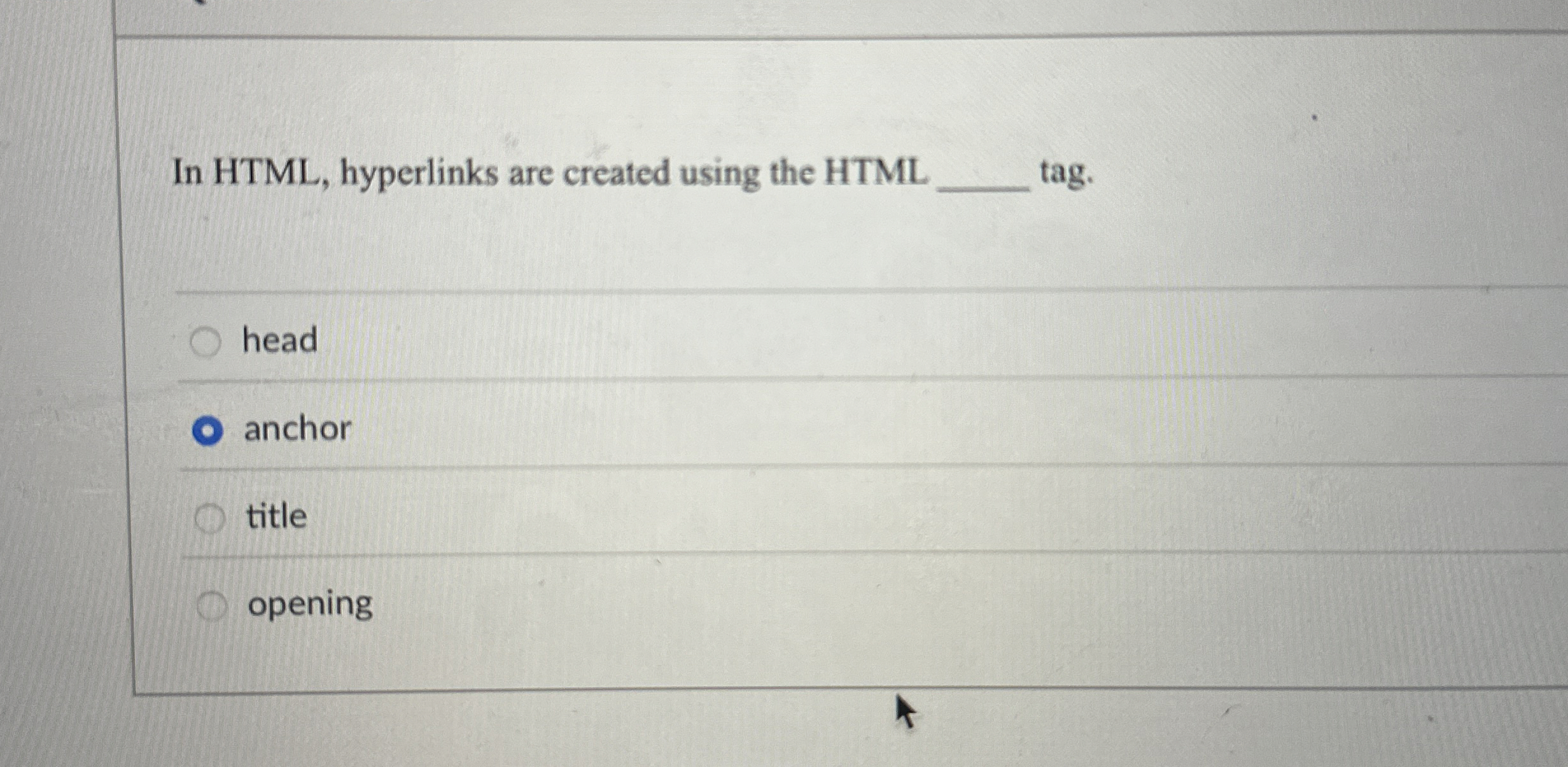In HTML , hyperlinks are created using the HTML
