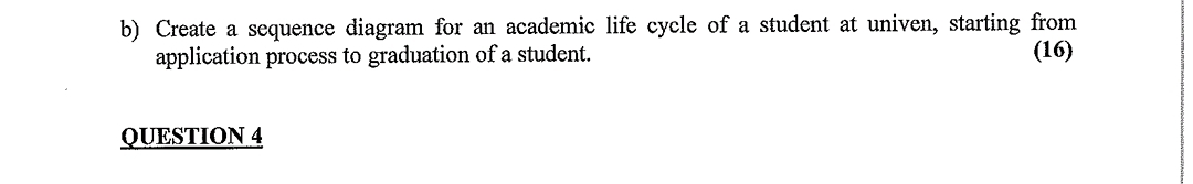 b ) Create a sequence diagram for an academic