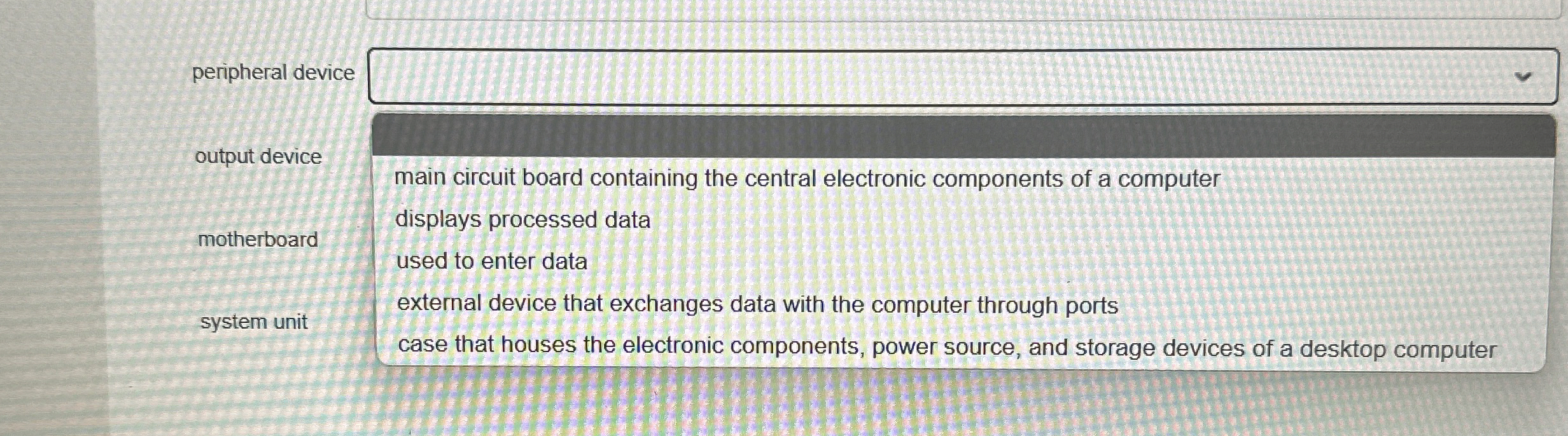 peripheral device output device motherboard