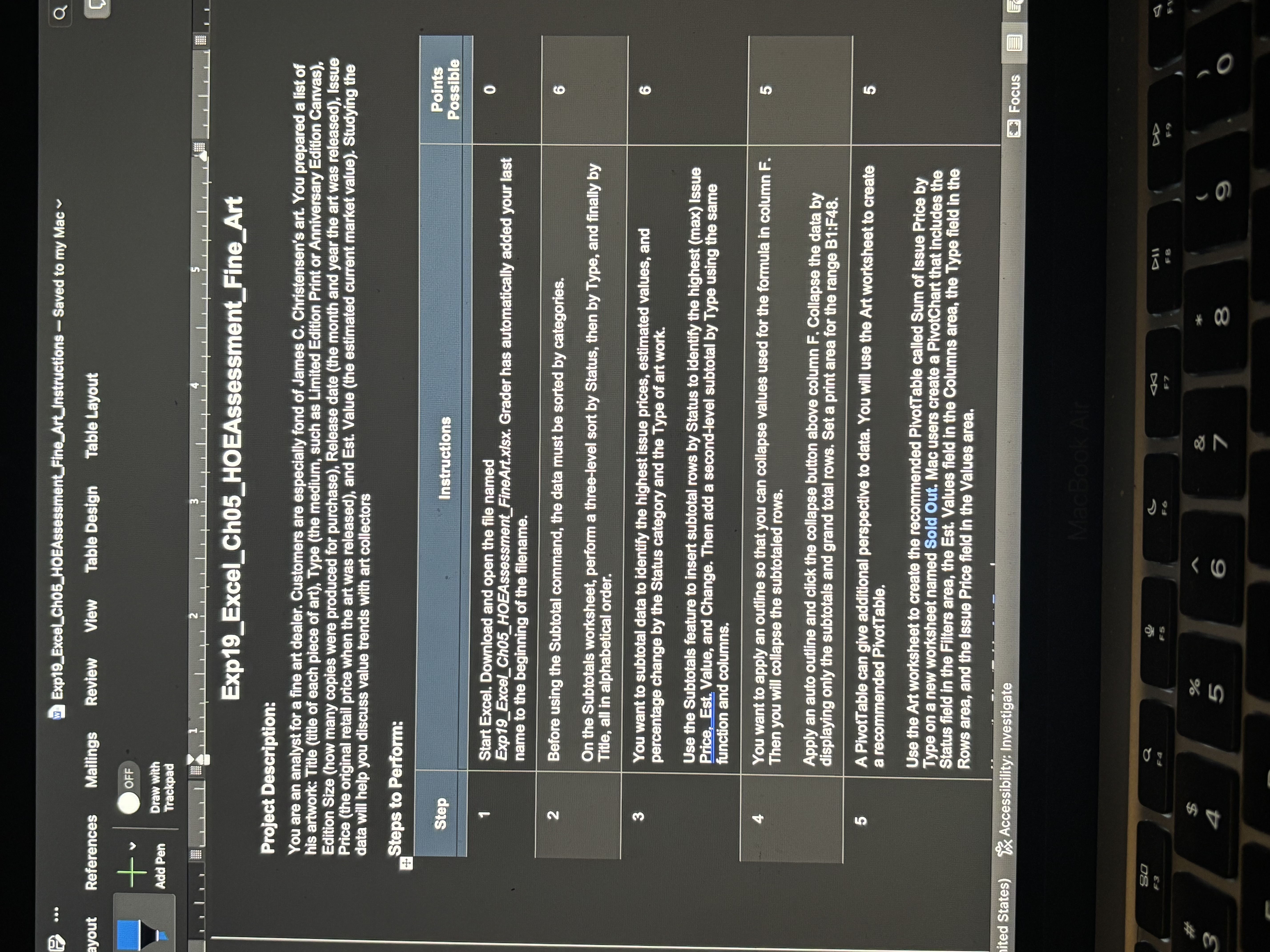 Solve these steps on excel