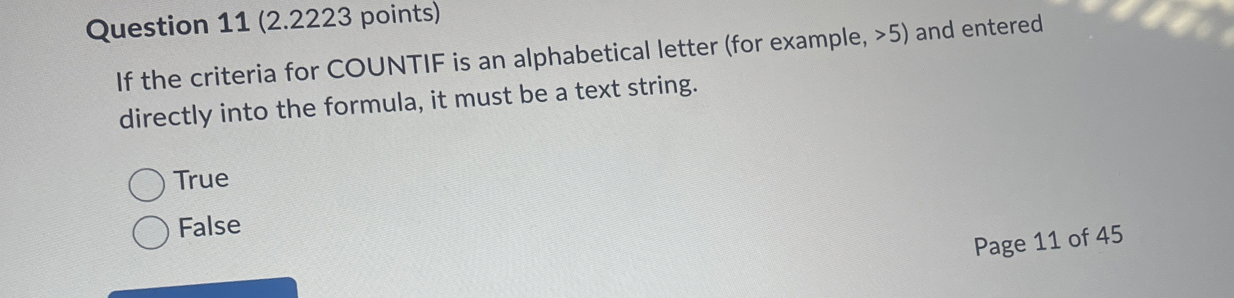 Question 1 1 ( 2 . 2 2 2 3 points ) If the