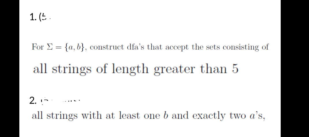 ( L For = { a , b } , construct dfa's that accept