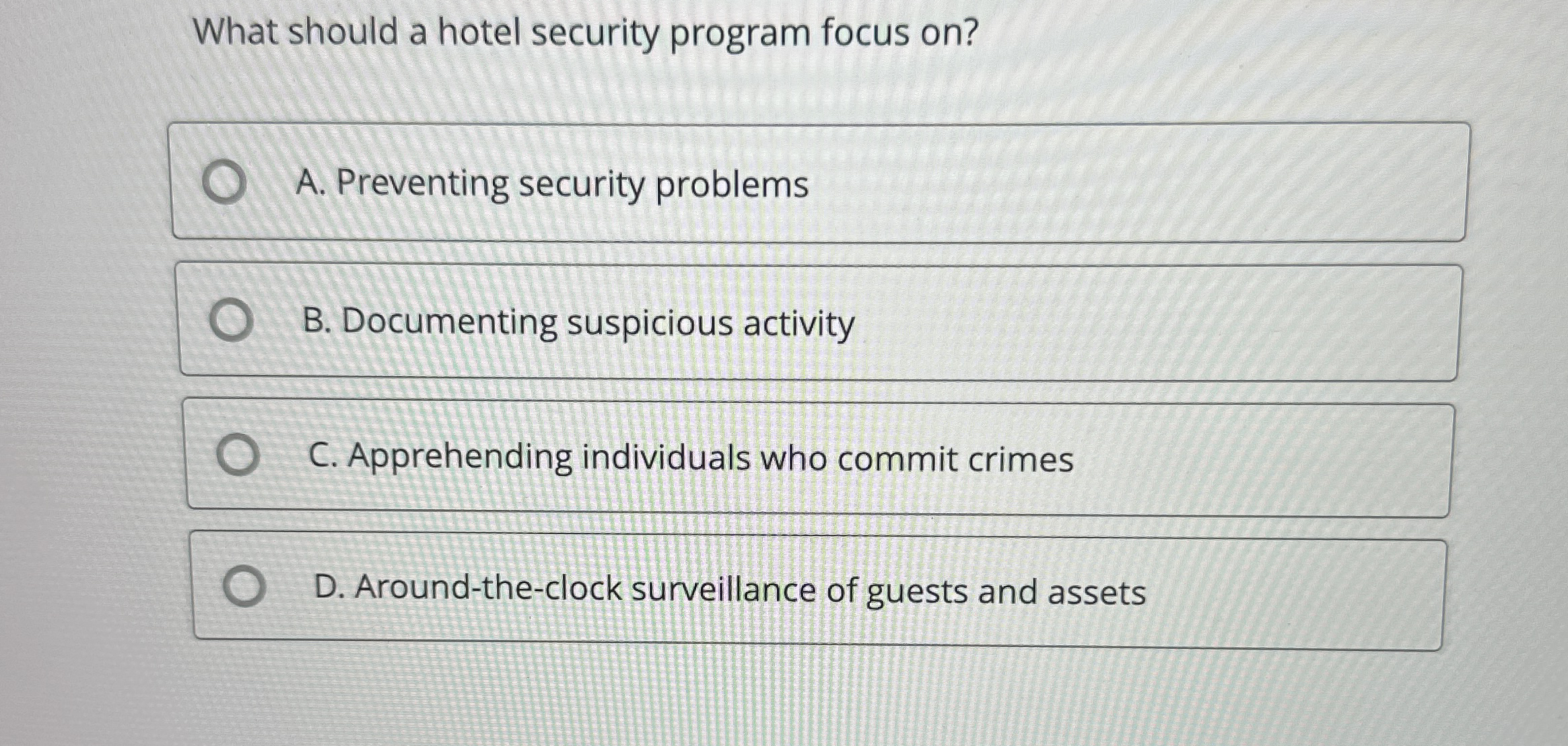 What should a hotel security program focus on ? A
