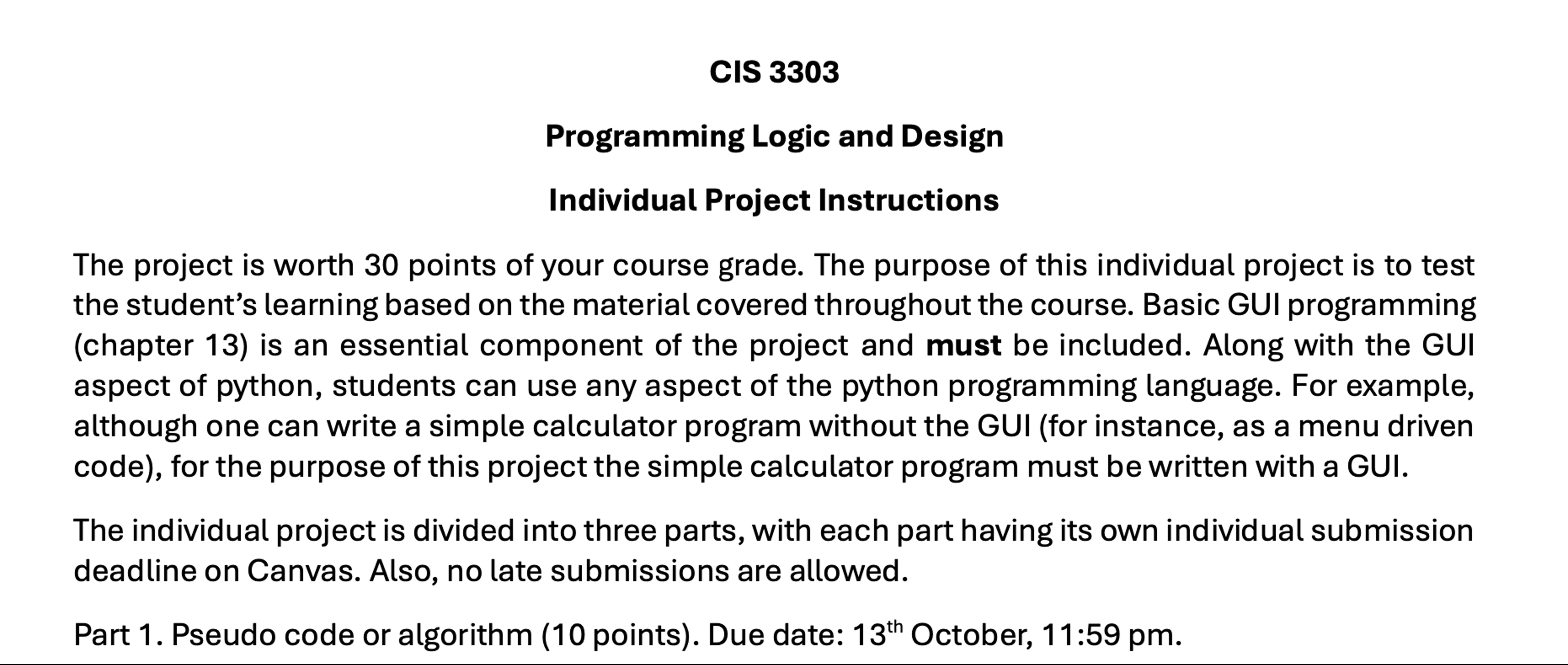 Individual Project Instructions The project is