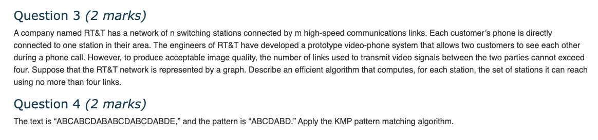 Question 3 ( 2 marks ) A company named RT \ &T