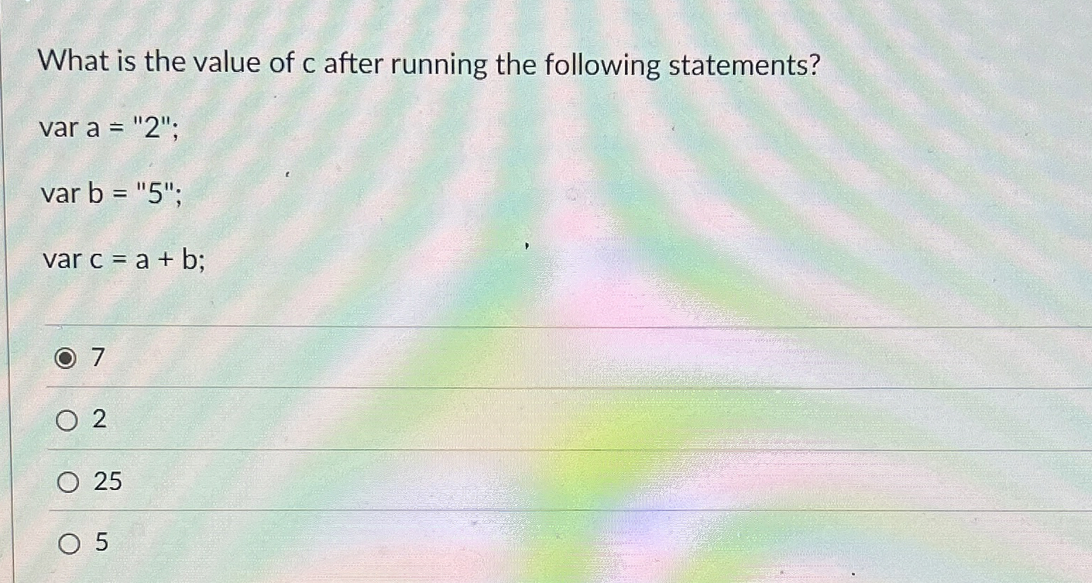 What is the value of c after running the