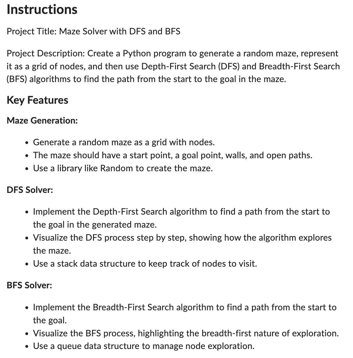 Instructions Project Title: Maze Solver with DFS