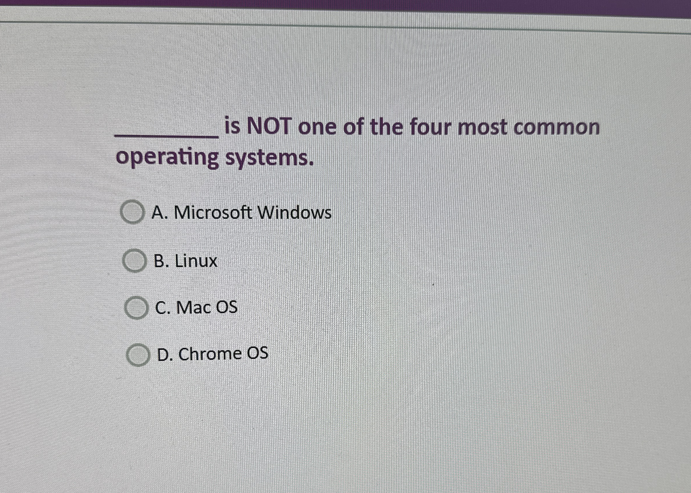 q , is NOT one of the four most common operating