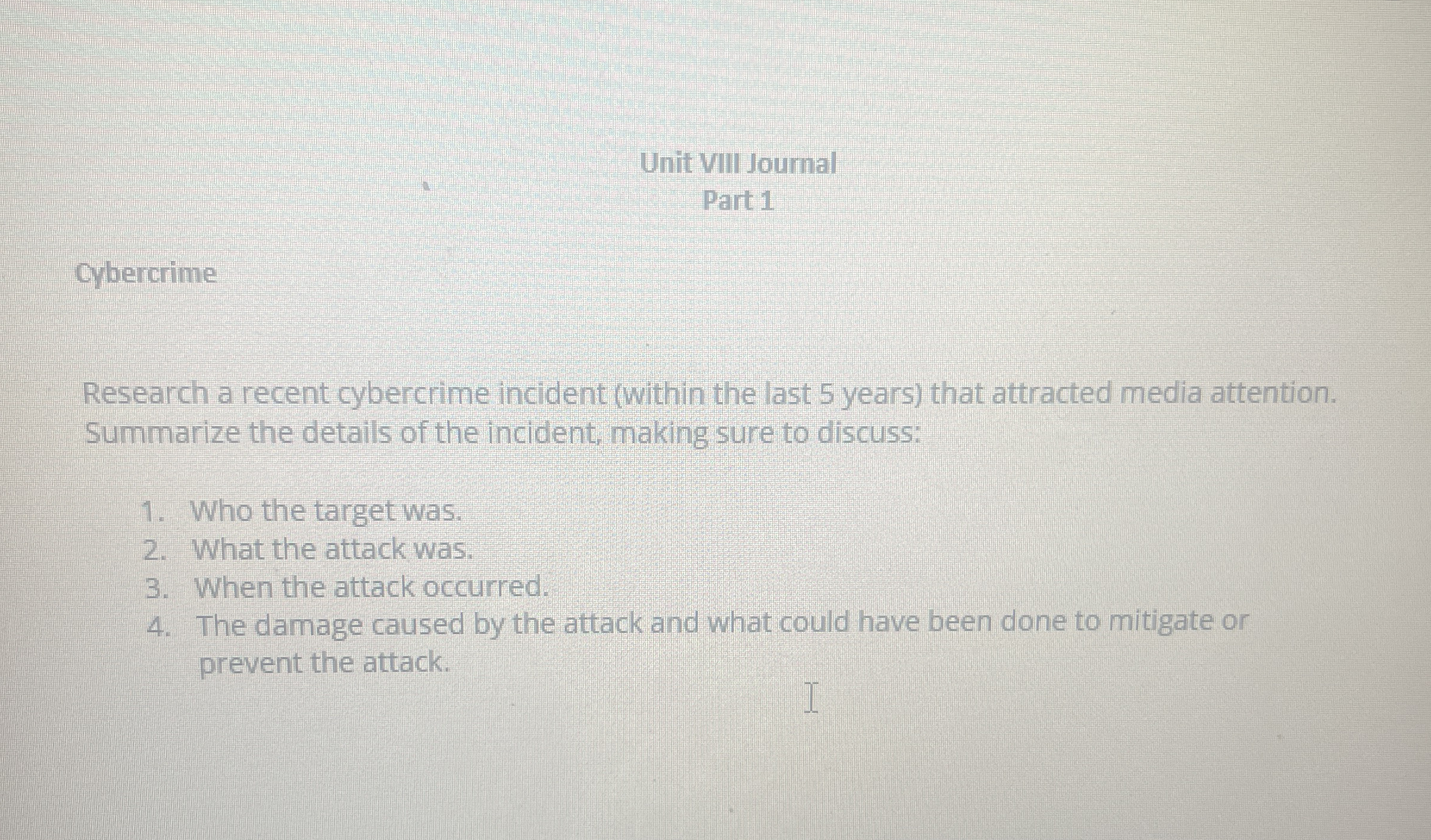 Cybercrime Research a recent cybercrime incident