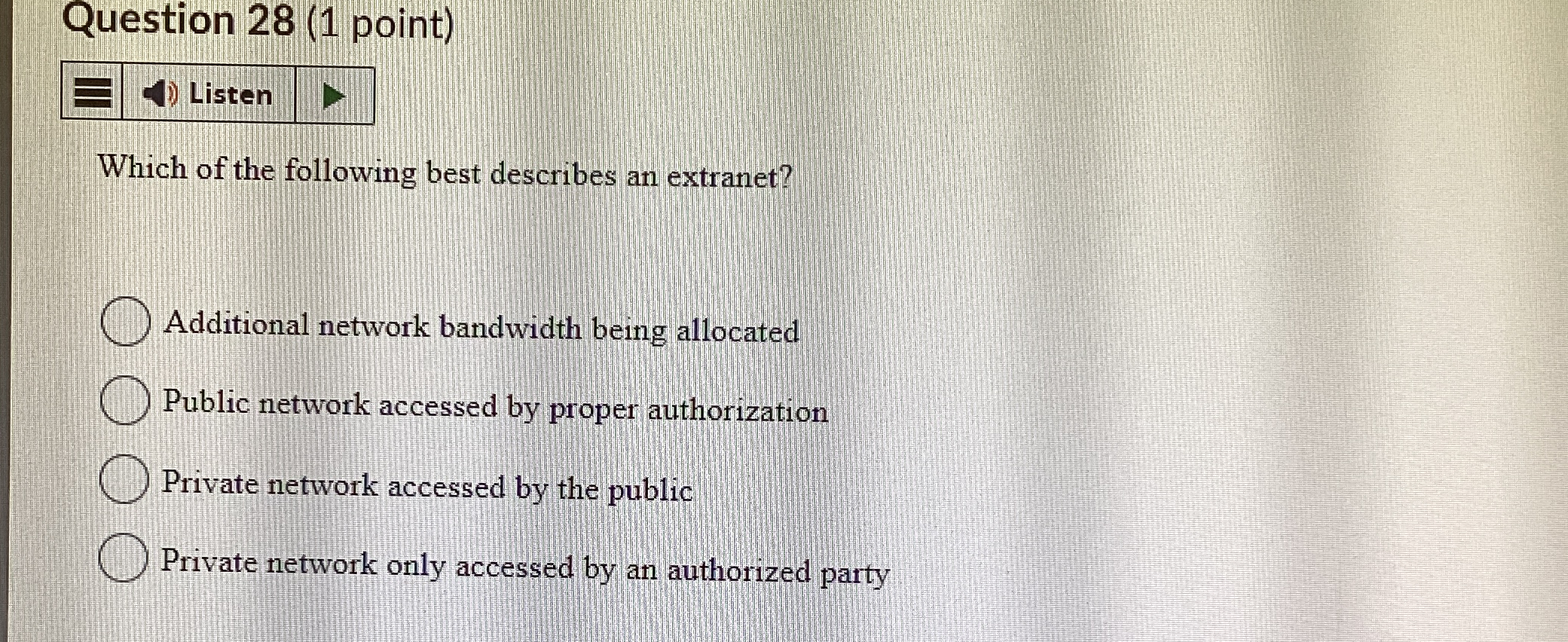Question 2 8 ( 1 point ) Which of the following
