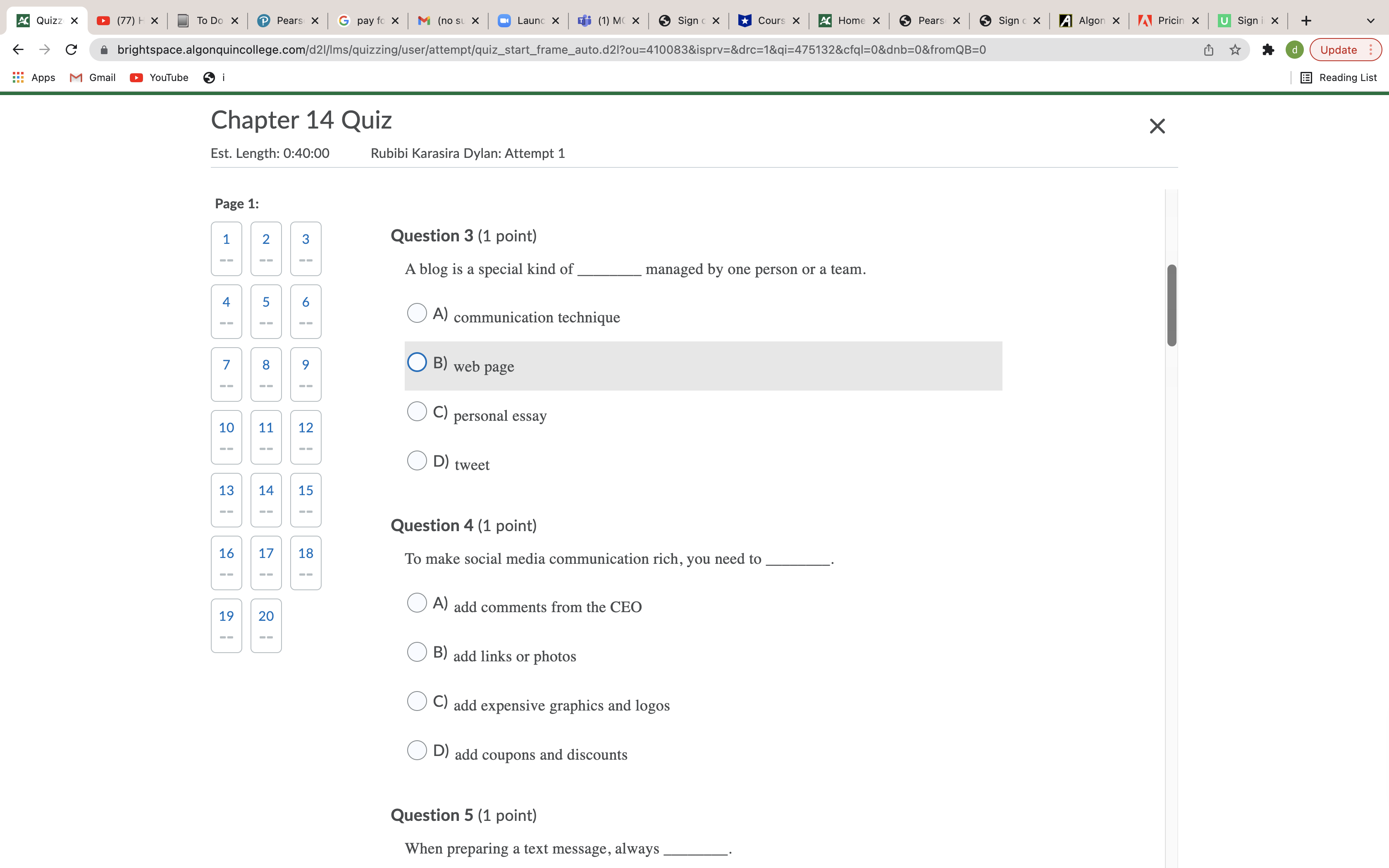 Ac Quizz X (77) + X To Do X Pears x G pay fo x M